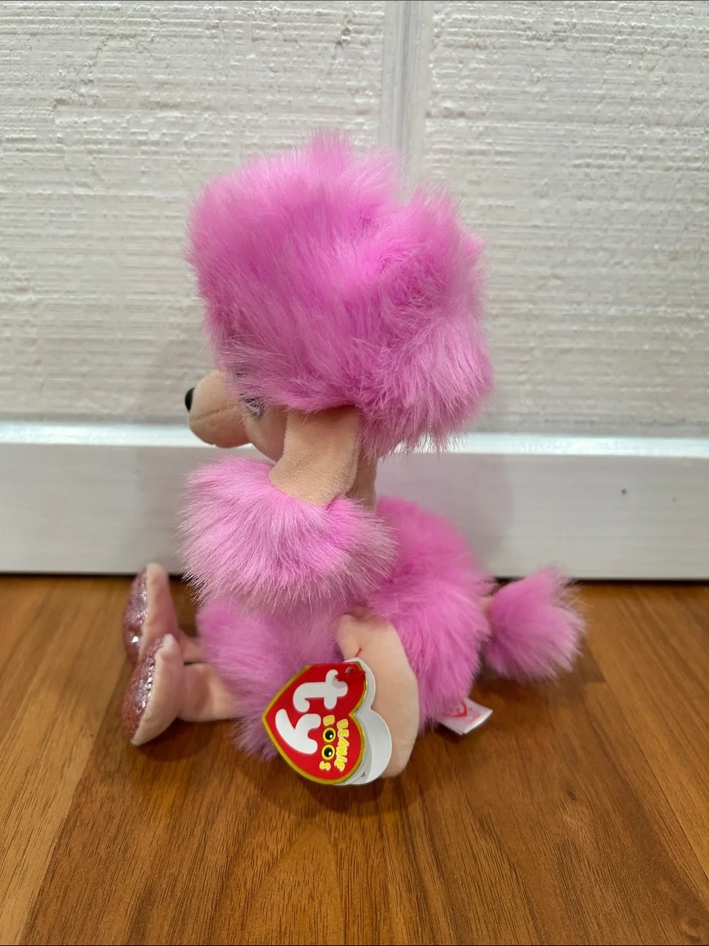 Ty Pink Plush Poodle with Glitter Eyes and Sparkle Paws